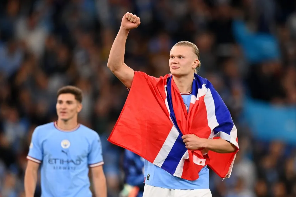 Erling Haaland, con 170 millones de euros, será el jugador con la ficha más onerosa de los que jueguen la Final de la Champions League 2022/2023. Getty Images.