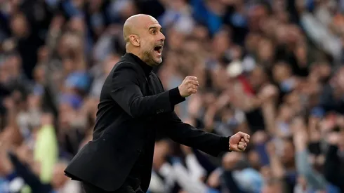 Guardiola, festejando el pase a la final de Manchester City.