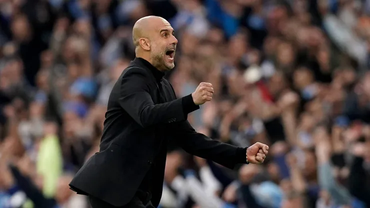 Guardiola, festejando el pase a la final de Manchester City.