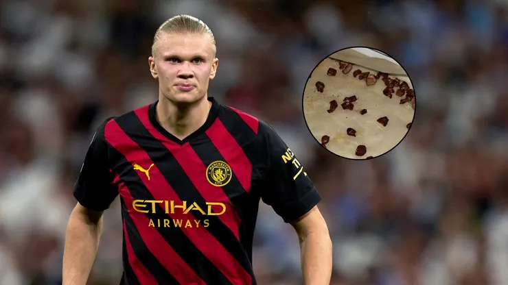 Erling Haaland y su particular cena.