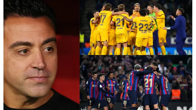 Xavi Hernández y sus jugadores.