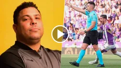 Ronaldo se quejó por el gol que le anularon al Real Valladolid. Getty Images y Alberto Mingueza.