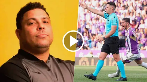 Ronaldo se quejó por el gol que le anularon al Real Valladolid. Getty Images y Alberto Mingueza.