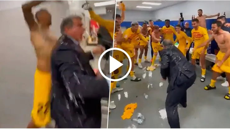 VIDEO | Descontrolado: el viral de Laporta celebrando el título en el vestuario