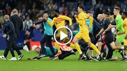 VIDEO | Invasión de hinchas de Espanyol hizo escapar a jugadores de Barcelona en los festejos