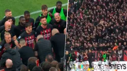 Los jugadores del Milan en el momento del cruce con los ultras post derrota 2 a 0 con Spezia. Captura de transmisión.