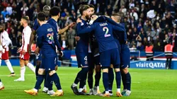 El abrazo de los jugadores de PSG en el triunfo ante Ajaccio.