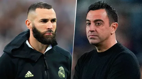 Karim Benzema y Xavi Hernández, ambos en el cuarto puestos de la clasificación de los jugadores con más presencias en la Champions League. Getty Images.