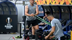 DUISBURG, GERMANY - AUGUST 10: Leonardo Campana of Wolverhampton Wanderers participates in a training session ahead of their UEFA Europa League Quarter Final match against Sevilla at MSV Arena on August 10, 2020 in Duisburg, Germany. (Photo by Ina Fassbender/Pool via Getty Images)