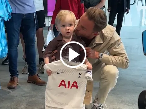 El tierno momento que protagonizaron James Maddison y su hijo al llegar al Tottenham