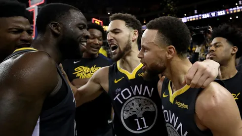 Draymond Green, Klay Thompson y Stephen Curry.