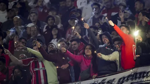 BUENOS AIRES, ARGENTINA - APRIL 19: Fans of River Plate cheer for their team prior the Copa CONMEBOL Libertadores 2023 group D match between River Plate and Sporting Cristal at Estadio Mas Monumental Antonio Vespucio Liberti on April 19, 2023 in Buenos Aires, Argentina. (Photo by Marcelo Endelli/Getty Images)
