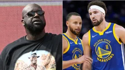 Shaquile O'Neal, Stephen Curry y Klay Thompson.