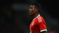 MAINZ, GERMANY - MARCH 25: Miguel Araujo of Peru reacts during an international friendly match between Germany and Peru at MEWA Arena on March 25, 2023 in Mainz, Germany. (Photo by Alex Grimm/Getty Images)