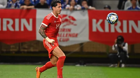 SUITA, JAPAN - JUNE 20: Gianluca Lapadula of Peru scores a goal later disallowed due to offside during the international friendly match between Japan and Peru at Panasonic Stadium Suita on June 20, 2023 in Suita, Osaka, Japan. (Photo by Kenta Harada/Getty Images)