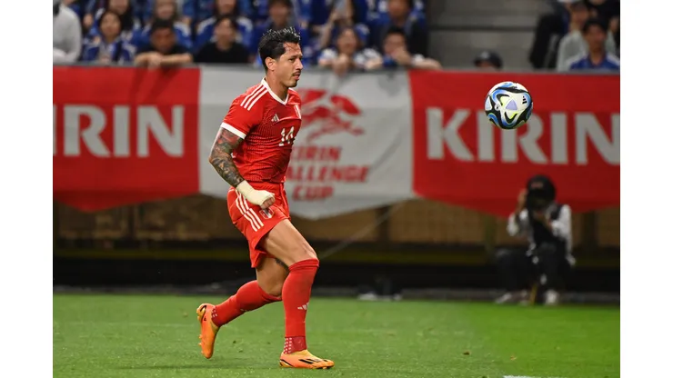 SUITA, JAPAN - JUNE 20: Gianluca Lapadula of Peru scores a goal later disallowed due to offside during the international friendly match between Japan and Peru at Panasonic Stadium Suita on June 20, 2023 in Suita, Osaka, Japan. (Photo by Kenta Harada/Getty Images)