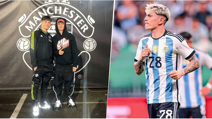 El hermano de Alejandro Garnacho no sabía por dónde mirar el partido de Argentina vs. Indonesia desde Inglaterra. Captura de transmisión.