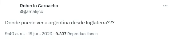 El tuit de Roberto Garnacho durante el Argentina vs. Indonesia. Twitter.