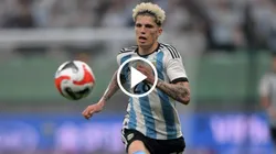 Las cámaras captaron a Alejandro Garnacho cantando el himno argentino. Getty Images