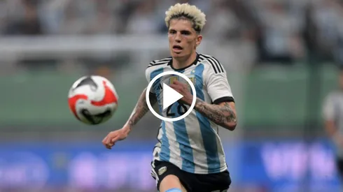 Las cámaras captaron a Alejandro Garnacho cantando el himno argentino. Getty Images