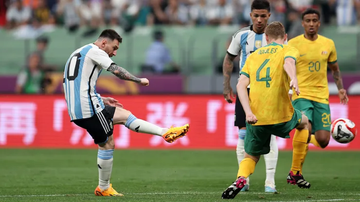 Lionel Messi marcó el gol más rápido de su carrera en el Argentina vs. Australia. Getty Images.