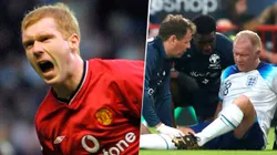 El histórico jugador de 48 años sufrió una grave lesión en el reciente partido realizado en Old Trafford.