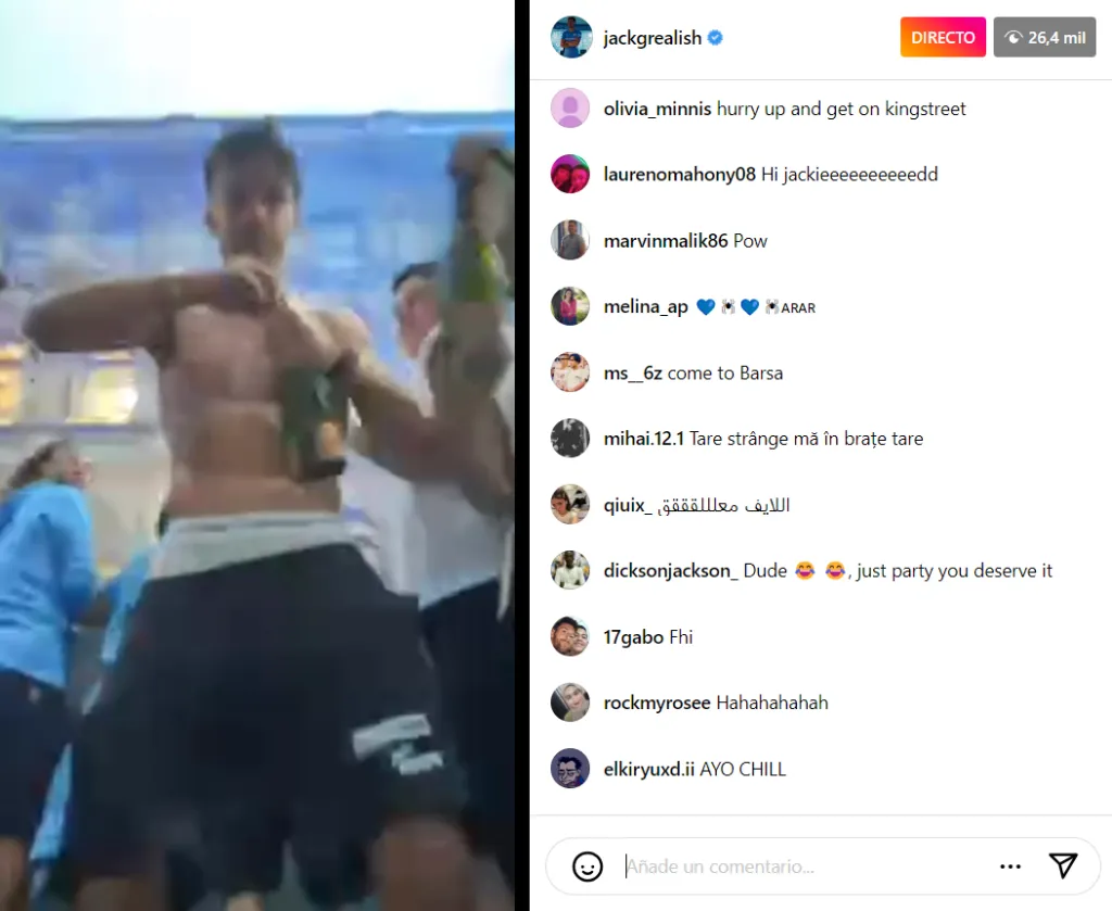 Vivo de Instagram de Jack Grealish.