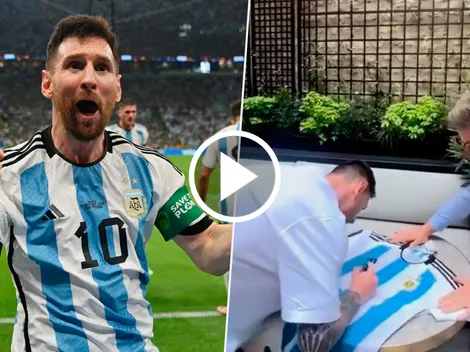 VIDEO | Messi firmó una camiseta de Argentina y le agregó la tercera estrella a mano