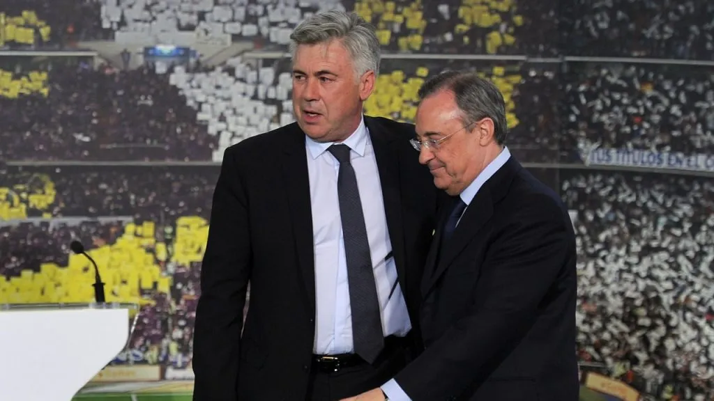 Ancelotti, junto a Florentino Pérez, presidente de Real Madrid (Getty Images).