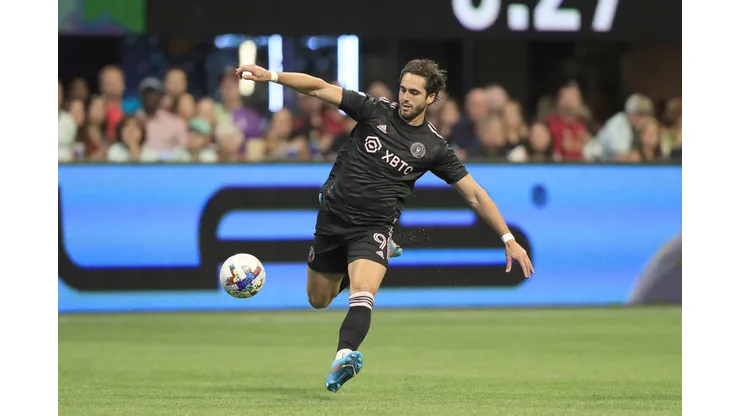 ATLANTA, GA - JUNE 19: Leonardo Campana 9 of Inter Miami attempts a shot on goal during the Sunday afternoon MLS, Fussball Herren, USA match between Atlanta United FC and Inter Miami CF on June 19, 2022 at the Mercedes-Benz Stadium in Atlanta, Georgia. Photo by David J. Griffin/Icon Sportswire SOCCER: JUN 19 MLS - Inter Miami at Atlanta United Icon9532206190127
