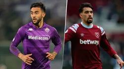 Nicolás González y Lucas Paquetá, figuras de Fiorentina y West Ham, respectivamente.