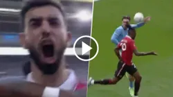 Bruno Fernandes marcó de penal, pero hay polémica por la mano de Grealish.