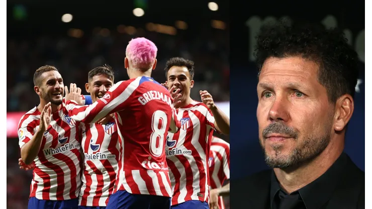 Diego Pablo Simeone y sus jugadores.