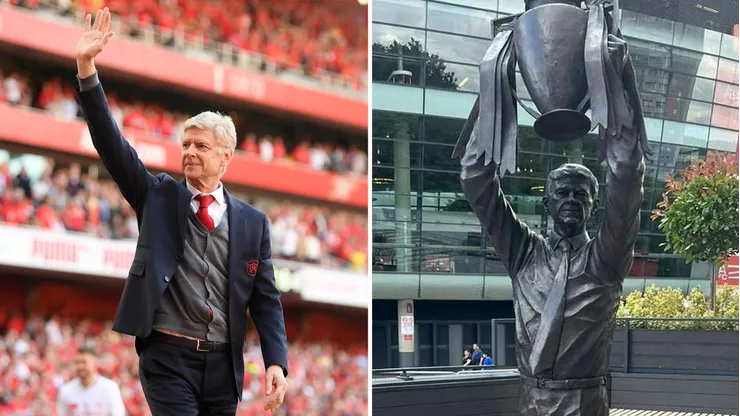 La estatua de Arsene Wegner en Arsenal