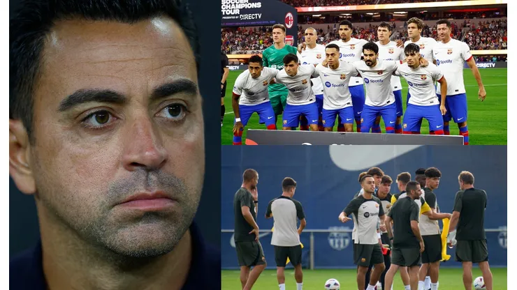 Xavi y sus jugadores.