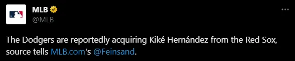 MLB confirma el regreso de Hernández a Dodgers (Foto: Twitter / @MLB)