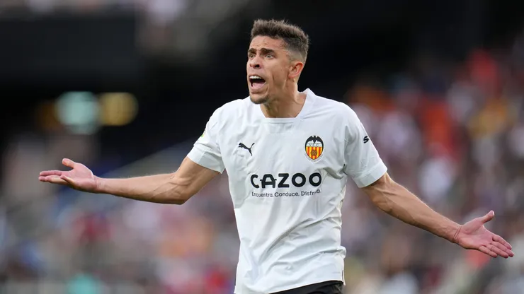 VALENCIA, SPAIN - MAY 03: Gabriel Paulista of Valencia CF reacts during the LaLiga Santander match between Valencia CF and Villarreal CF at Estadio Mestalla on May 03, 2023 in Valencia, Spain. (Photo by Aitor Alcalde/Getty Images)