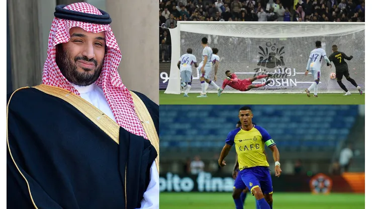 Mohamed Bin Salman, Cristiano Ronaldo y Kylian Mbappé.