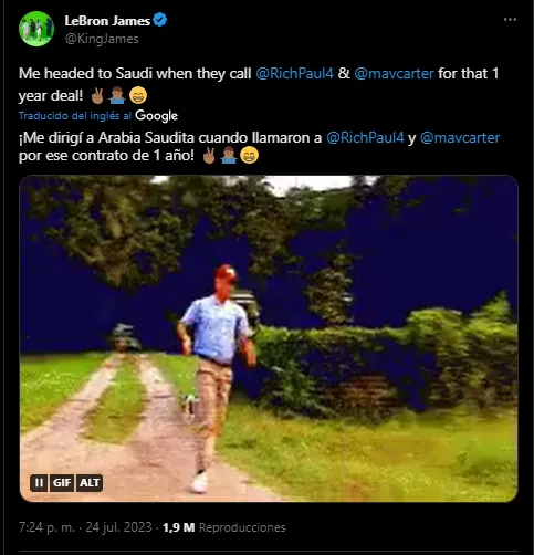 LeBron reacciona a la oferta millonaria a Mbappé (Foto: Twitter / @KingJames()