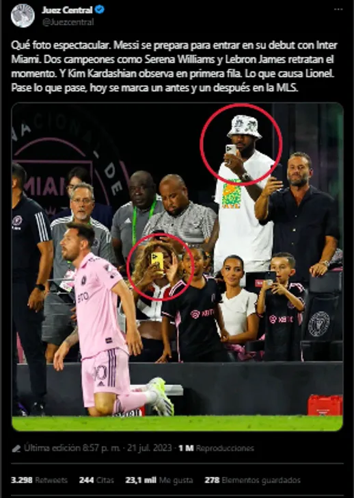 Foto de LeBron Serena y Messi (Foto: Twitter / @Juezcentral)