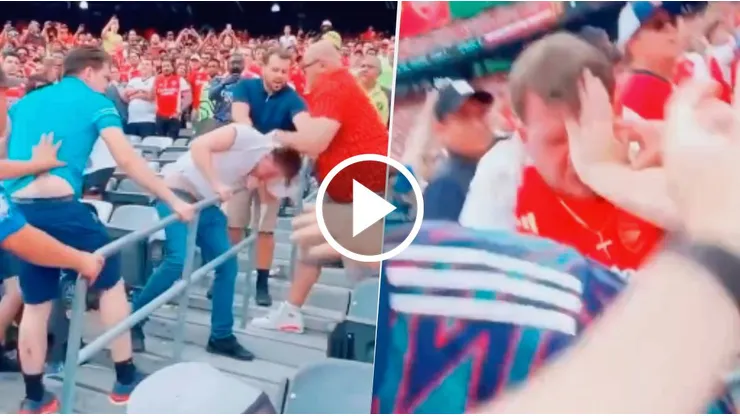 Hinchas del Manchester United y del Arsenal se tomaron a golpes de puño en el MetLife Stadium.