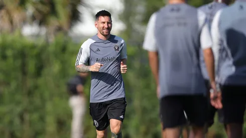 FORT LAUDERDALE, FLORIDA - JULY 18: Lionel Messi of Inter Miami CF trains during an Inter Miami CF Training Session at Florida Blue Training Center on July 18, 2023 in Fort Lauderdale, Florida. (Photo by Megan Briggs/Getty Images)