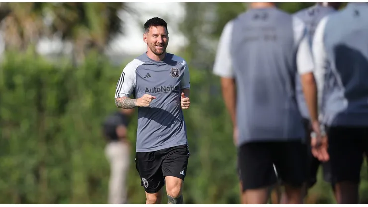 FORT LAUDERDALE, FLORIDA - JULY 18: Lionel Messi of Inter Miami CF trains during an Inter Miami CF Training Session at Florida Blue Training Center on July 18, 2023 in Fort Lauderdale, Florida. (Photo by Megan Briggs/Getty Images)