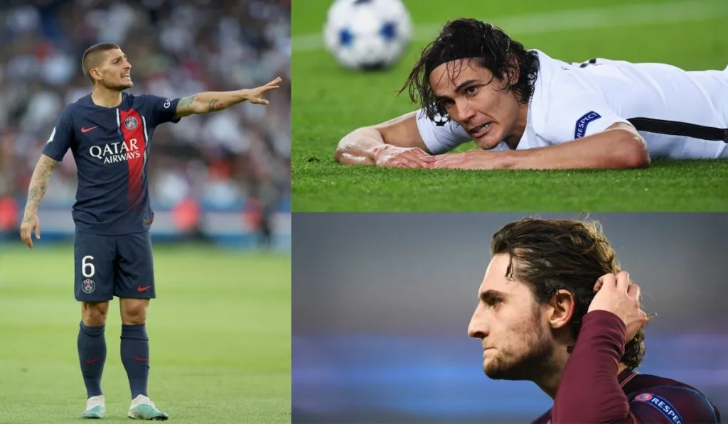 Adrian Rabiot, Marco Verratti y Edinson Cavani: Getty Images