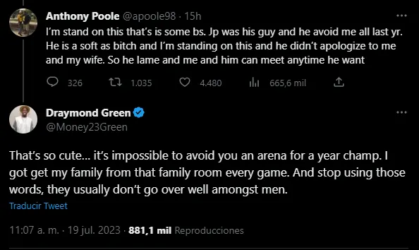 Dramond Green le responde al padre de Jordan Poole (Foto: Twitter / @Money23Green)