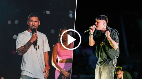 A Tiago PZK lo confundieron con el Duki en la presentación de Lionel Messi en el Inter Miami. @InterMiamiCF