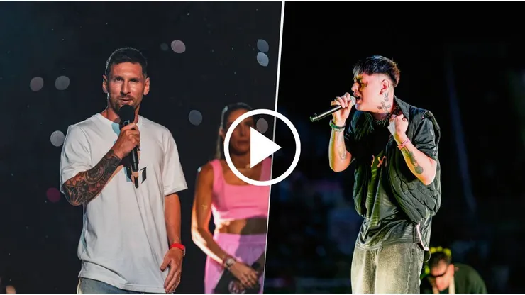 A Tiago PZK lo confundieron con el Duki en la presentación de Lionel Messi en el Inter Miami. @InterMiamiCF