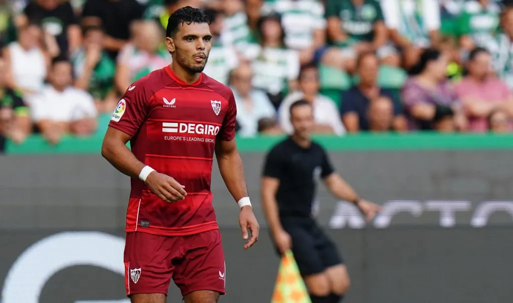 LISBON, PORTUGAL – JULY 24: Karim Rekik of Sevilla FC during the Cinco Violinos Trophy match between Sporting CP and Sevilla FC at Estadio Jose Alvalade on July 24, 2022 in Lisbon, Portugal.  (Photo by Gualter Fatia/Getty Images)