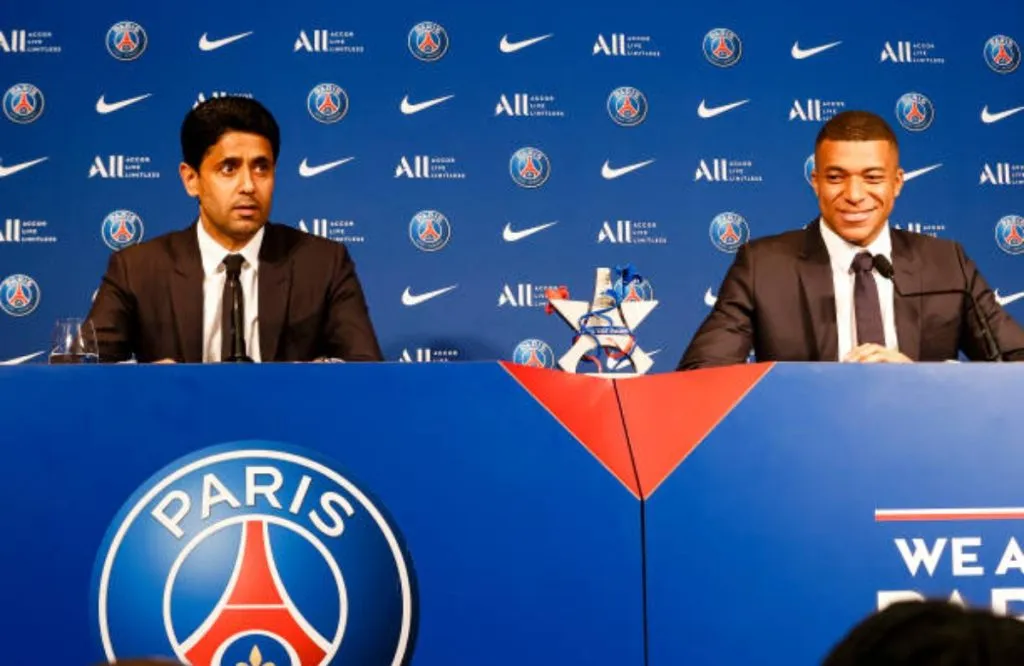 Nasser Al-Khelaifi y Kylian Mbappe: Getty