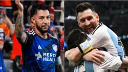 Luciano Acosta, Nahuel Molina y Lionel Messi.